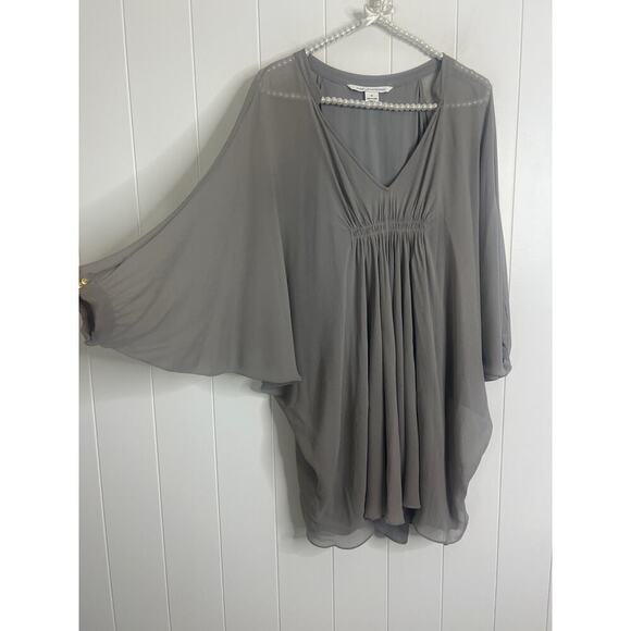 Diane Von Furstenberg Fleurette Silk Dress Size 4 Women‎ Sheer Dove Gray - Picture 5 of 10